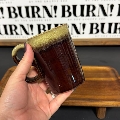DOUBLE BROWN MUG {THRIFTY FLAMES}