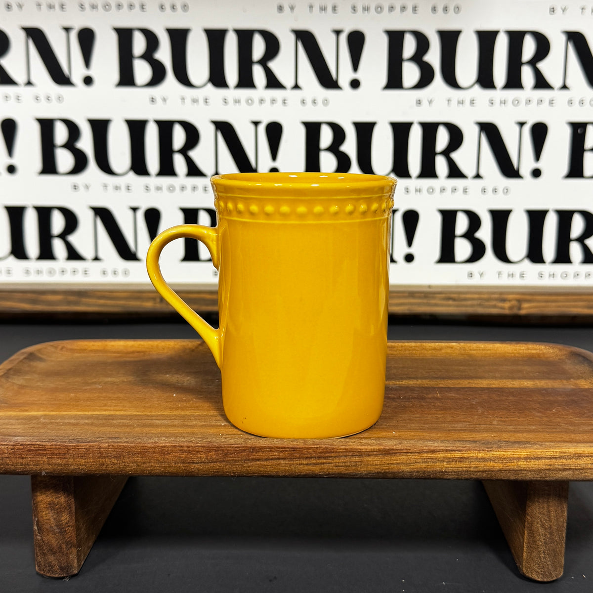 MUSTARD MUG {THRIFTY FLAMES}