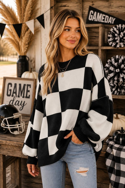 THE CHECKERED SWEATER (PREORDER 8/15)