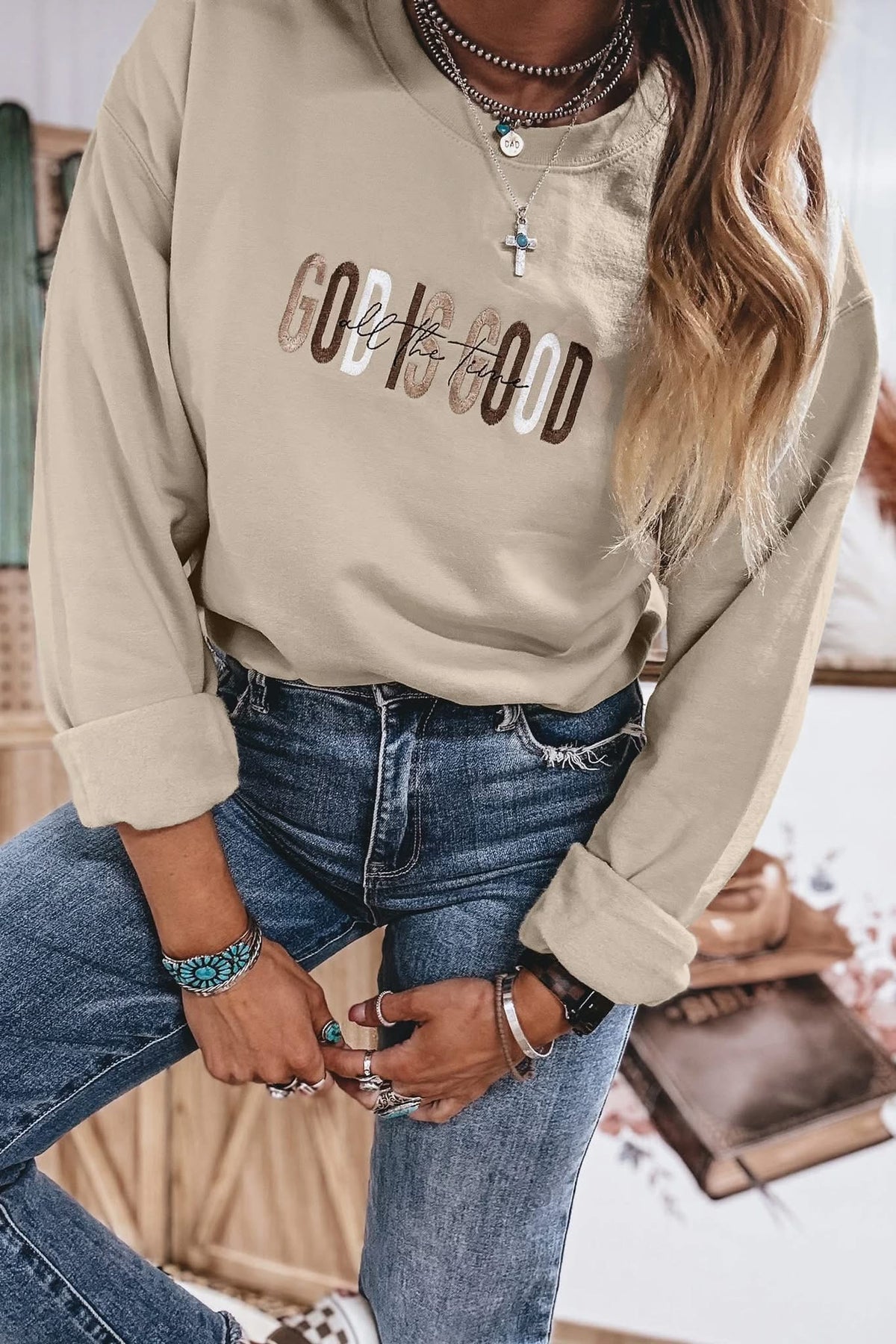 GOD IS GOOD EMBROIDERED CREW (PREORDER 9/26)