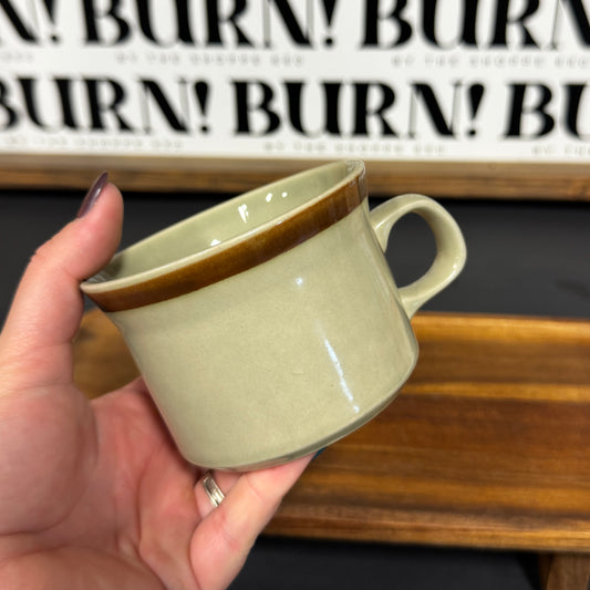 SIMPLE STRIPED BROWN MUG {THRIFTY FLAMES}