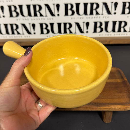 YELLOW CROCK WITH HANDLE {THRIFTY FLAMES}