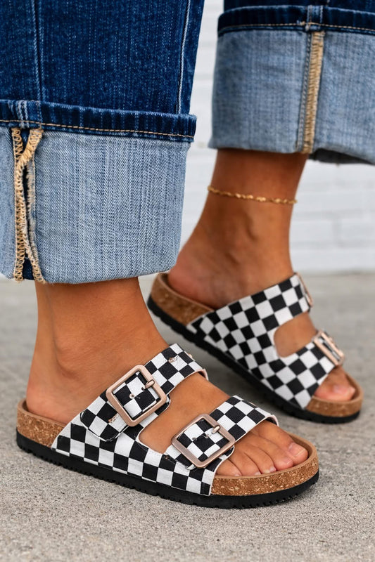 CHECKERED STRAPPY SANDALS (PREORDER 5/2)