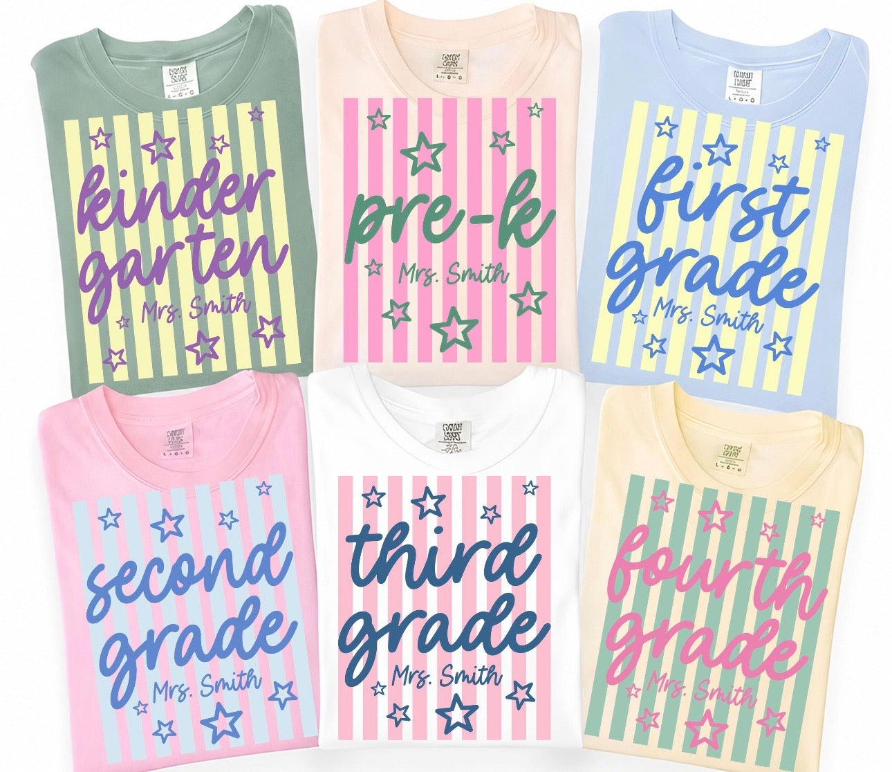 TRENDY STRIPES GRADES + TEACHER NAMES (BACK TO SCHOOL SHOPPE DROP)