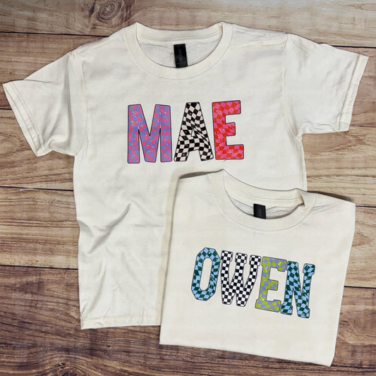 CUSTOM KIDS CHECKERED NAMES