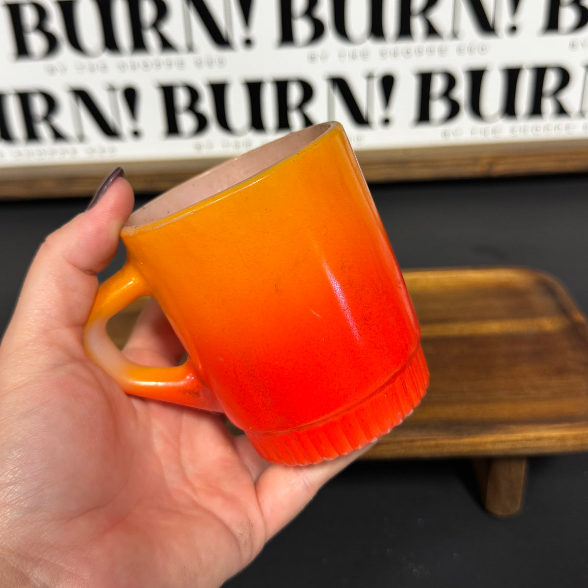 VINTAGE ORANGE MUG {THRIFTY FLAMES}