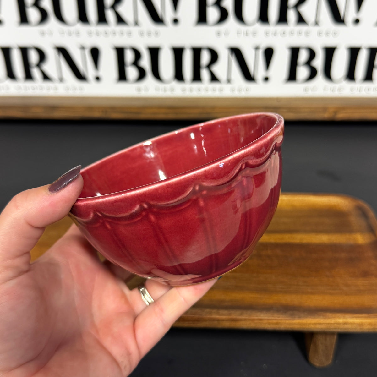 RED PRINTED BOWL {THRIFTY FLAMES}