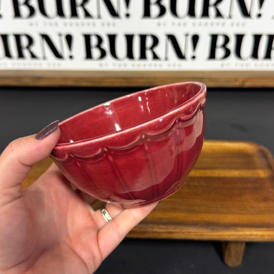 RED PRINTED BOWL {THRIFTY FLAMES}
