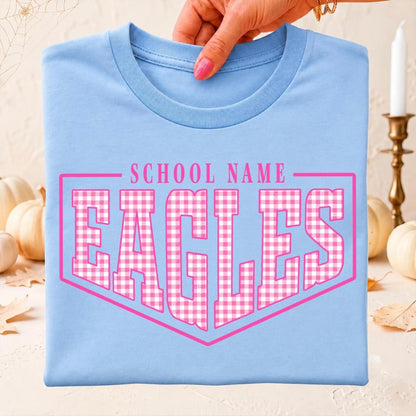 CUSTOM COLORFUL GINGHAM SCHOOL NAME (BACK TO SCHOOL SHOPPE DROP)
