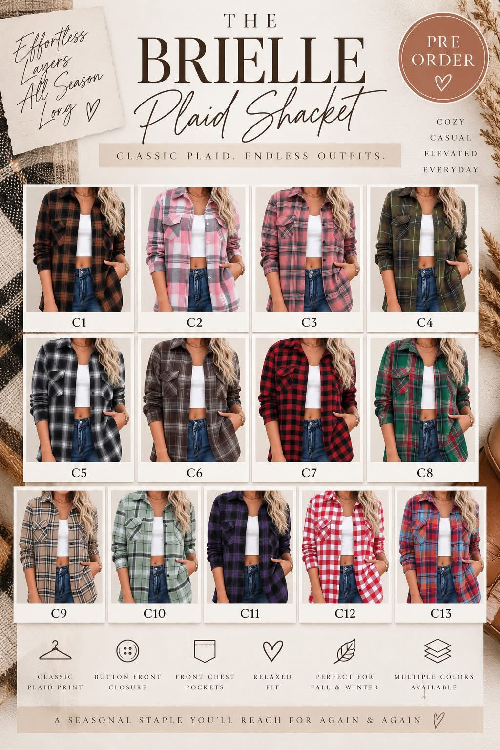 THE BRIELLE PLAID SHACKET (PREORDER 9/26)