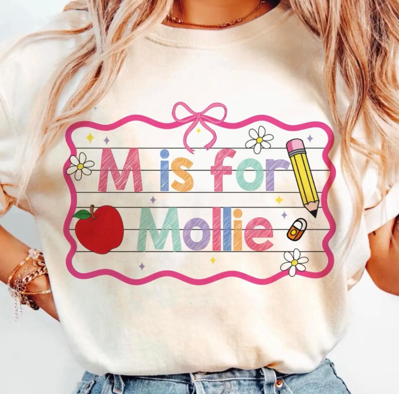 CUSTOM LETTER IS FOR NAME (BACK TO SCHOOL SHOPPE DROP)