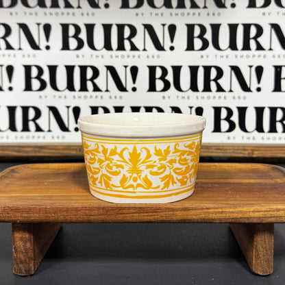 YELLOW FLORAL CROCK {THRIFTY FLAMES}