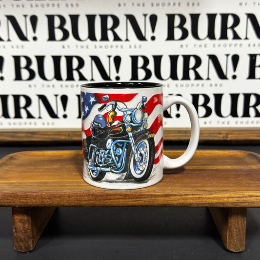 MOTORCYCLE MUG {THRIFTY FLAMES}