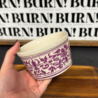 PURPLE FLORAL CROCK {THRIFTY FLAMES}