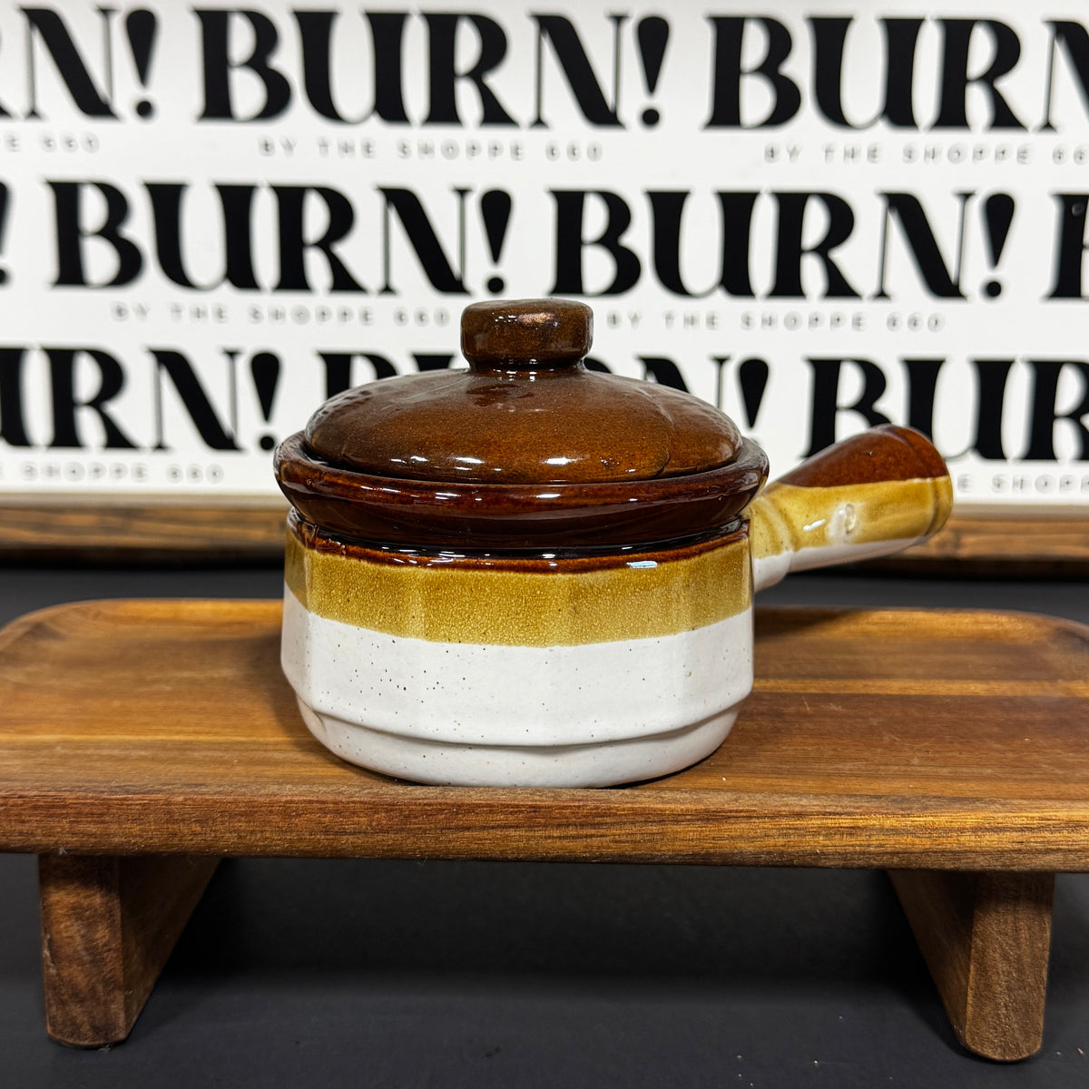 SOUP CROCK WITH HANDLE & LID {THRIFTY FLAMES}