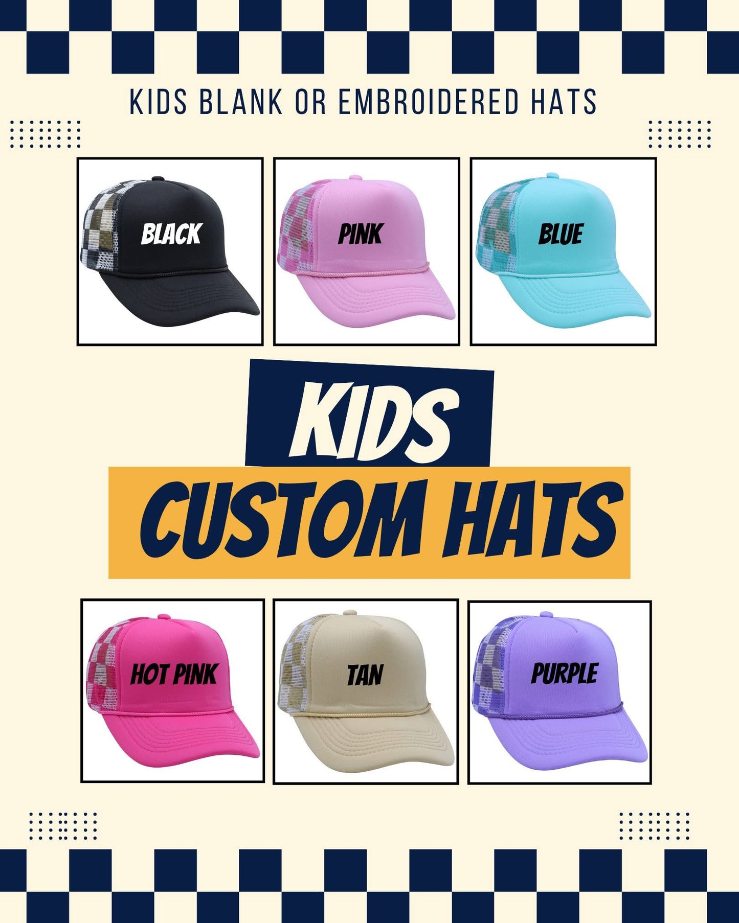 CUSTOM KIDS HATS (PREORDER 6/27)