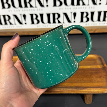SPECKLED GREEN MUG {THRIFTY FLAMES}