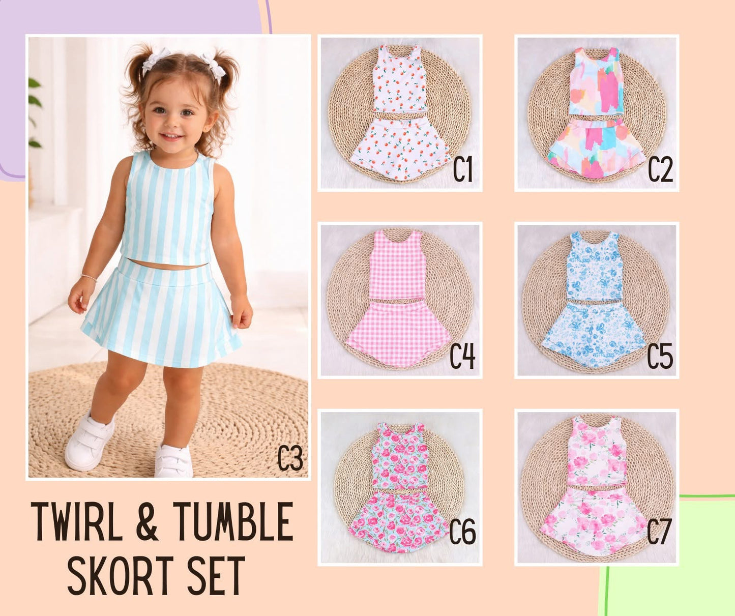 TWIRL & TUMBLE SKORT SETS (PREORDER 6/20)