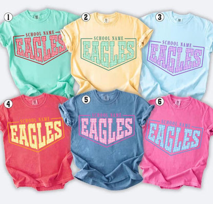 CUSTOM COLORFUL GINGHAM SCHOOL NAME (BACK TO SCHOOL SHOPPE DROP)