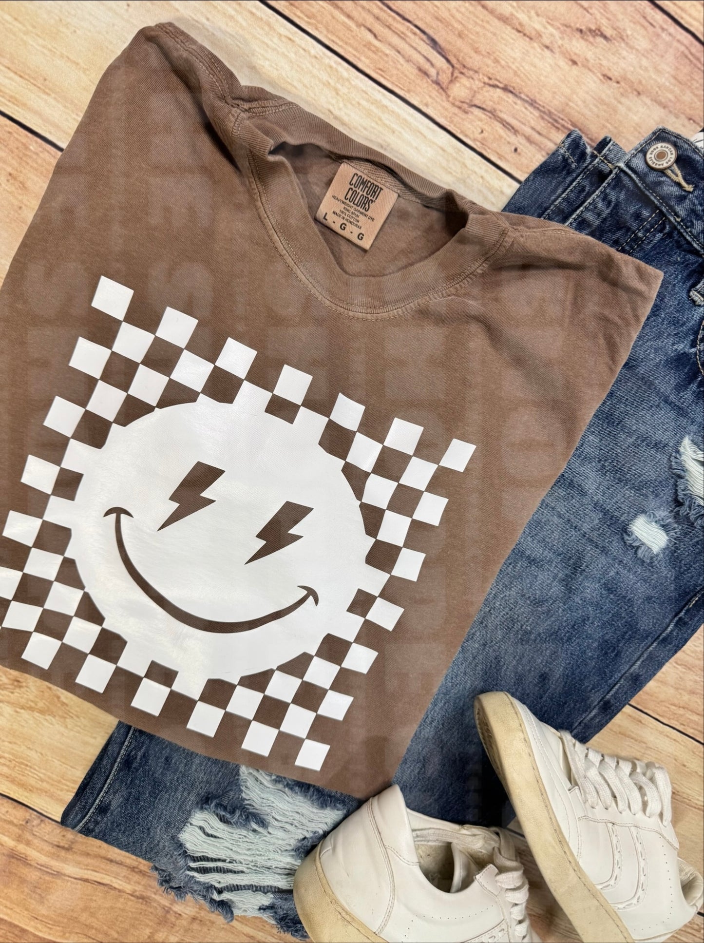 CHECKERED + LIGHTNING HAPPY FACE