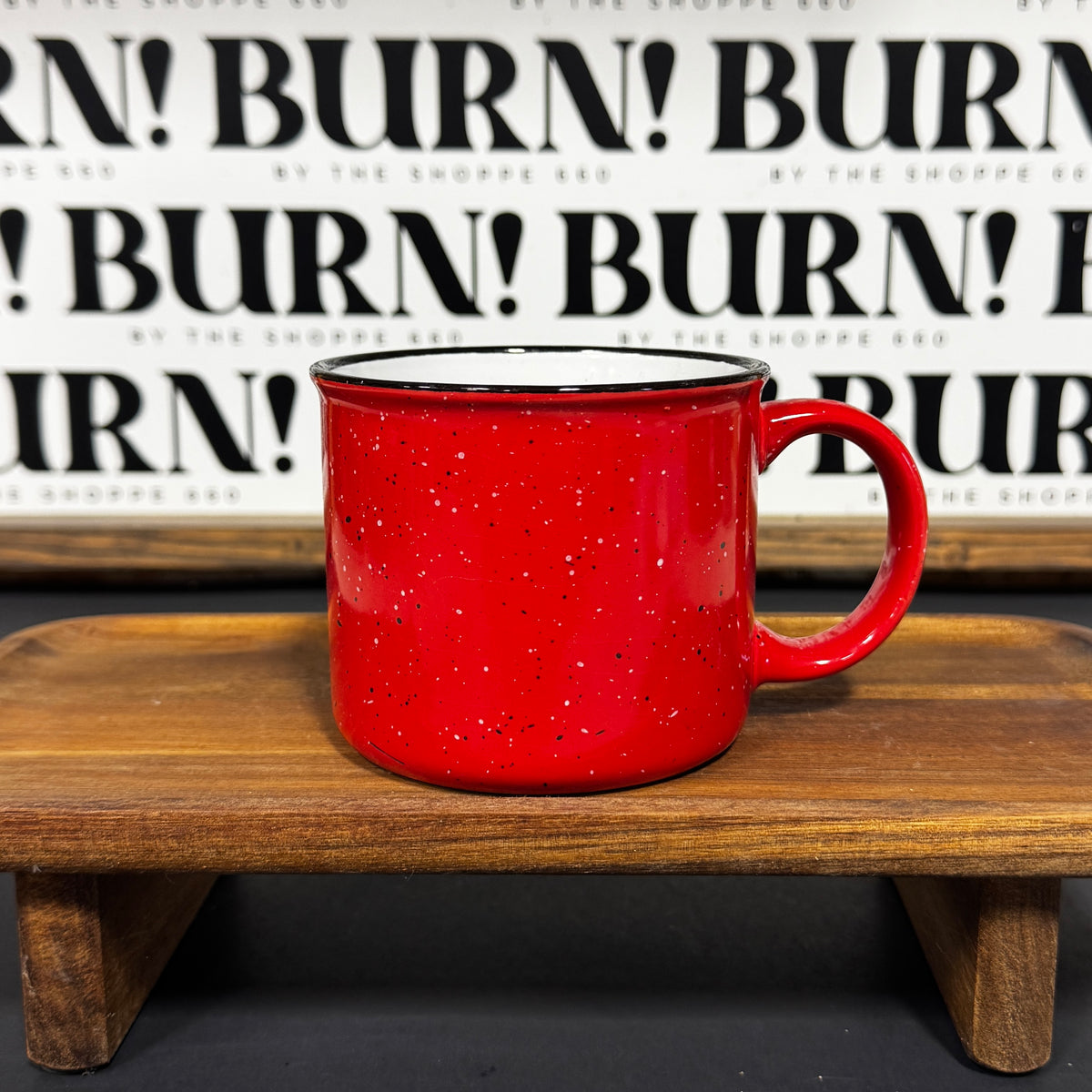 RED SPECKLED MUG {THRIFTY FLAMES}