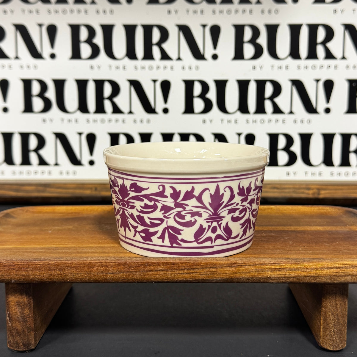 PURPLE FLORAL CROCK {THRIFTY FLAMES}