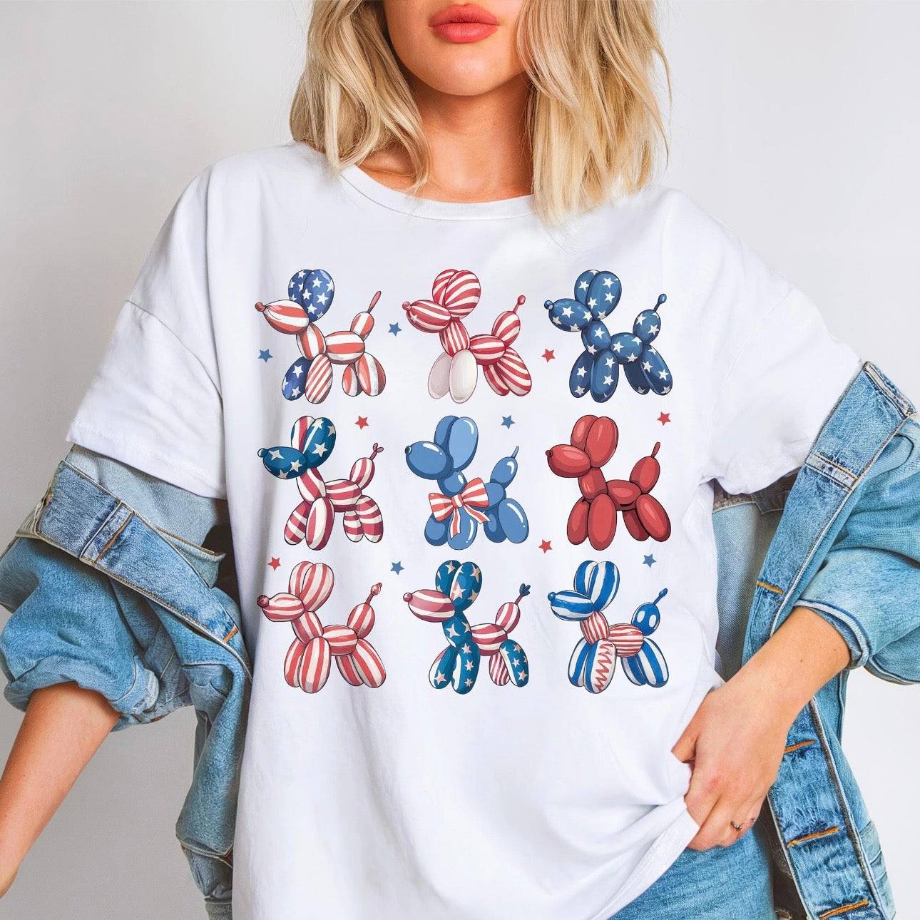 RED, WHITE, & BLUE BALLOON DOGS (SHOPPE SCORE)