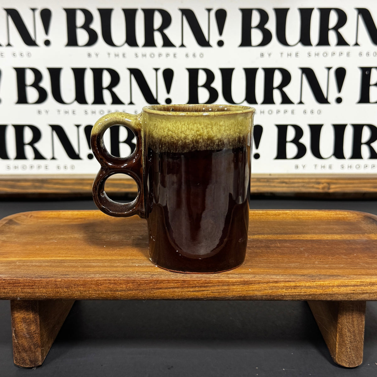 DOUBLE BROWN MUG {THRIFTY FLAMES}