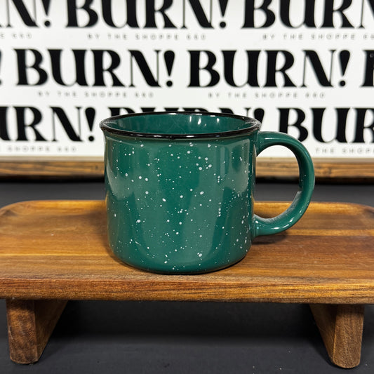 SPECKLED GREEN MUG {THRIFTY FLAMES}