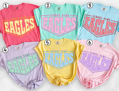 CUSTOM COLORFUL GINGHAM SCHOOL NAME (BACK TO SCHOOL SHOPPE DROP)