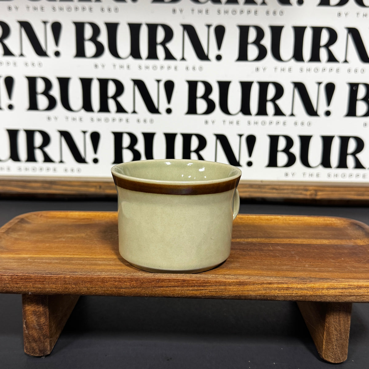 SIMPLE STRIPED BROWN MUG {THRIFTY FLAMES}