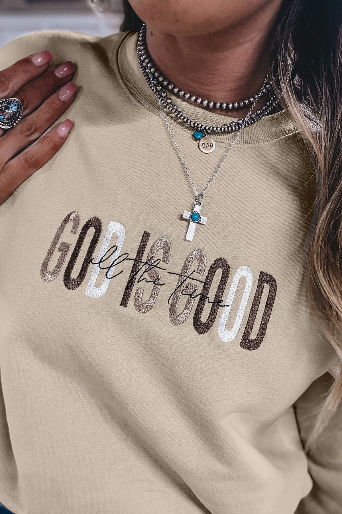 GOD IS GOOD EMBROIDERED CREW (PREORDER 9/26)
