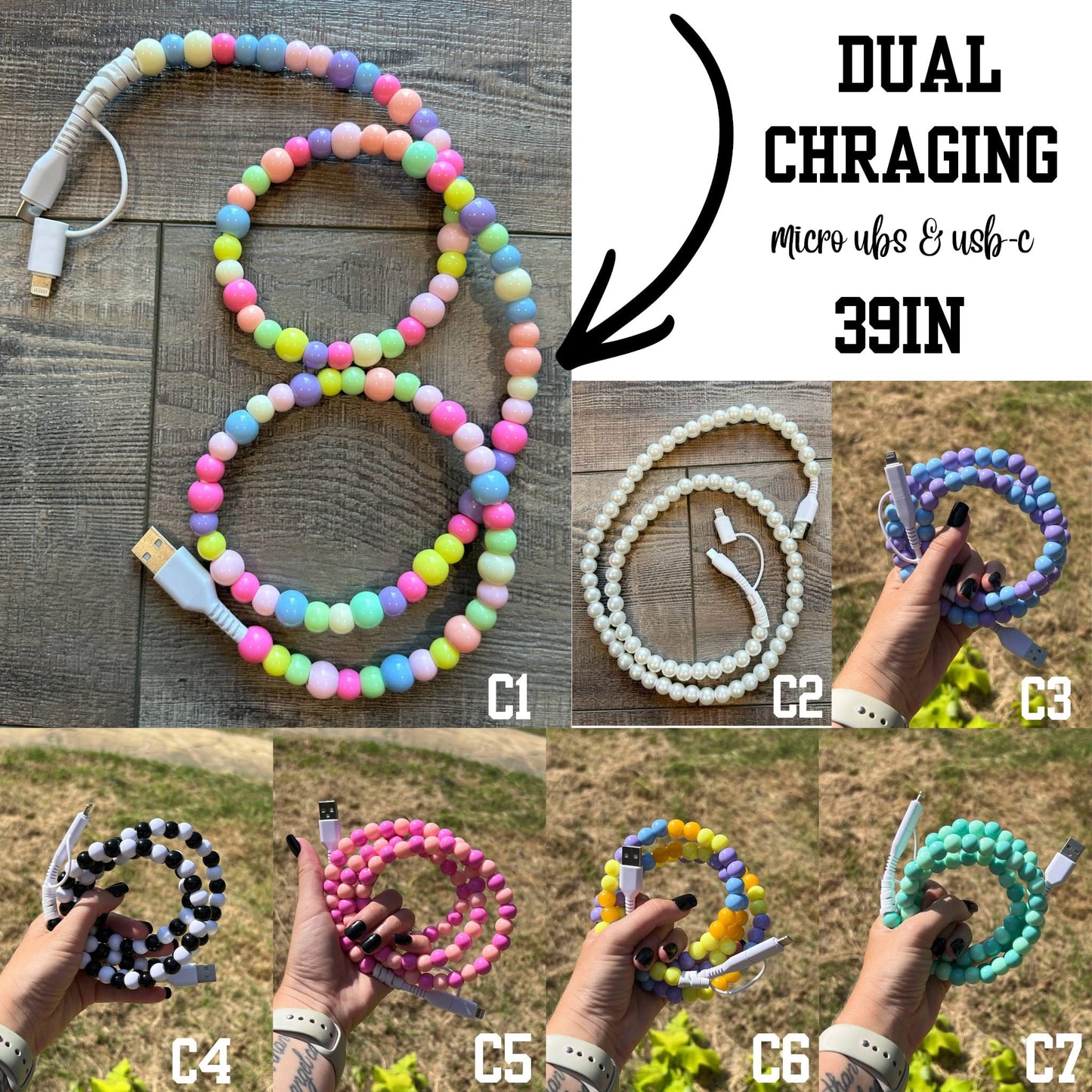 BEADED PHONE CHARGERS (PREORDER 7/4)