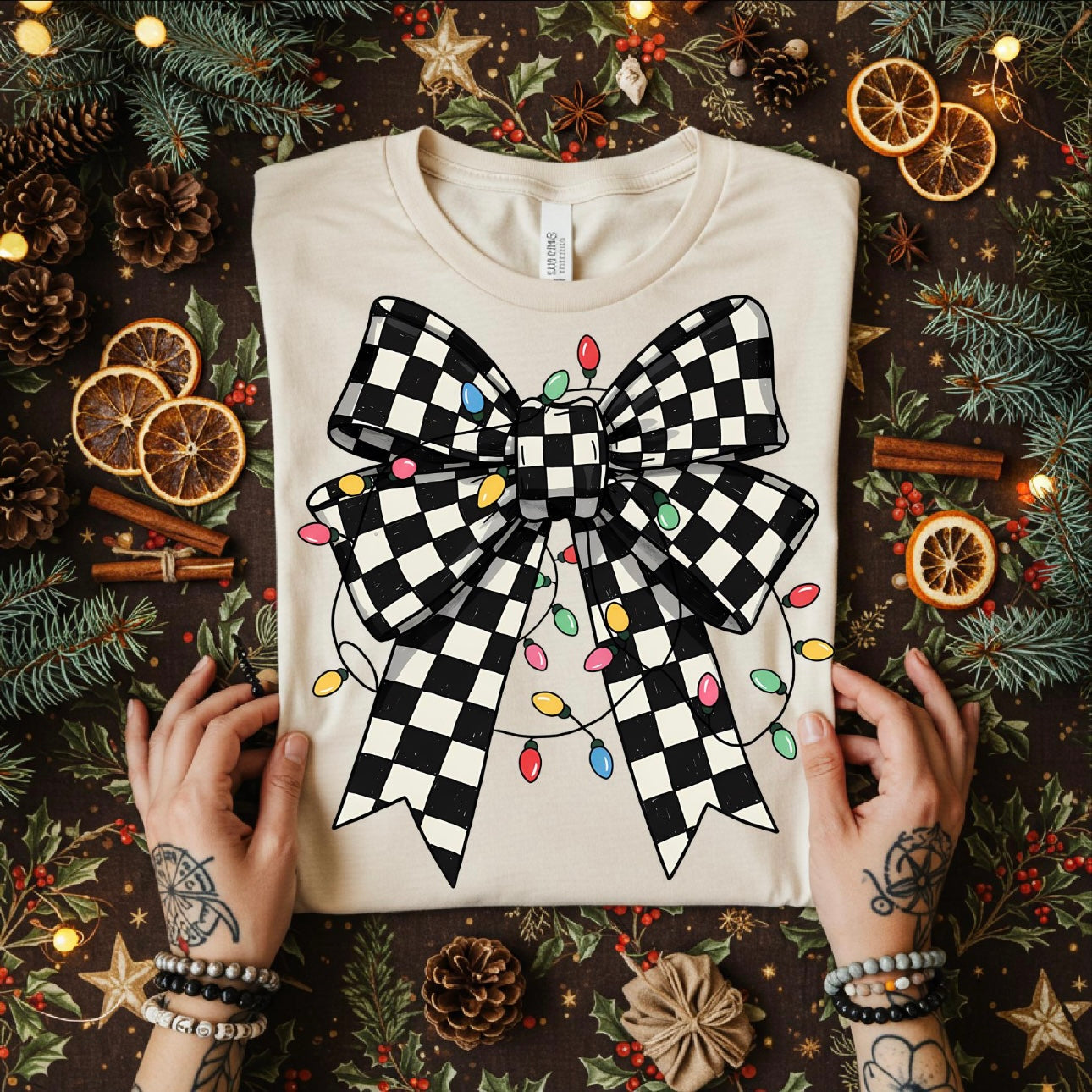 CHECKERED BOW + LIGHTS (SHOPPE SAMPLE)