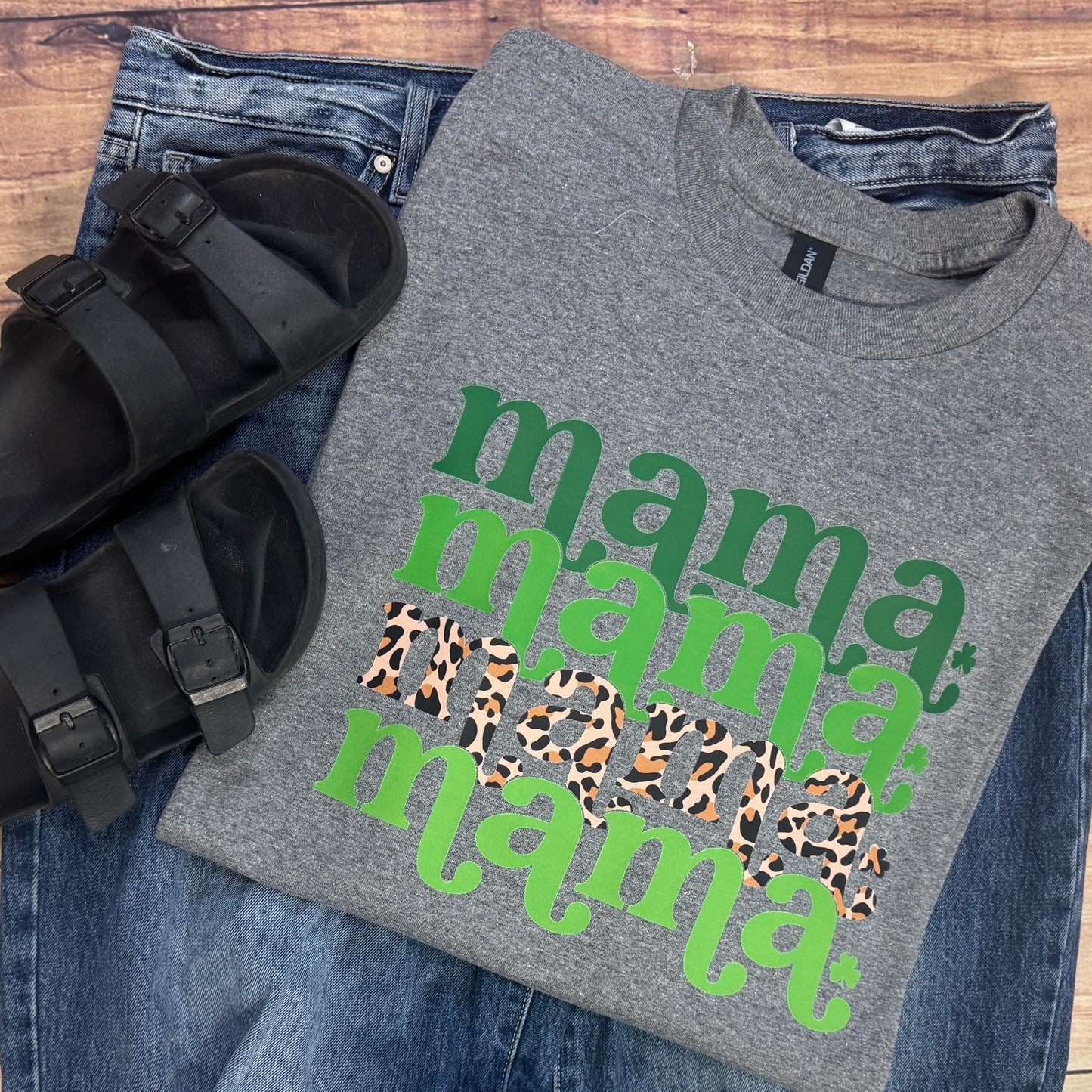 LEOPARD + SHAMROCK GREEN MAMA