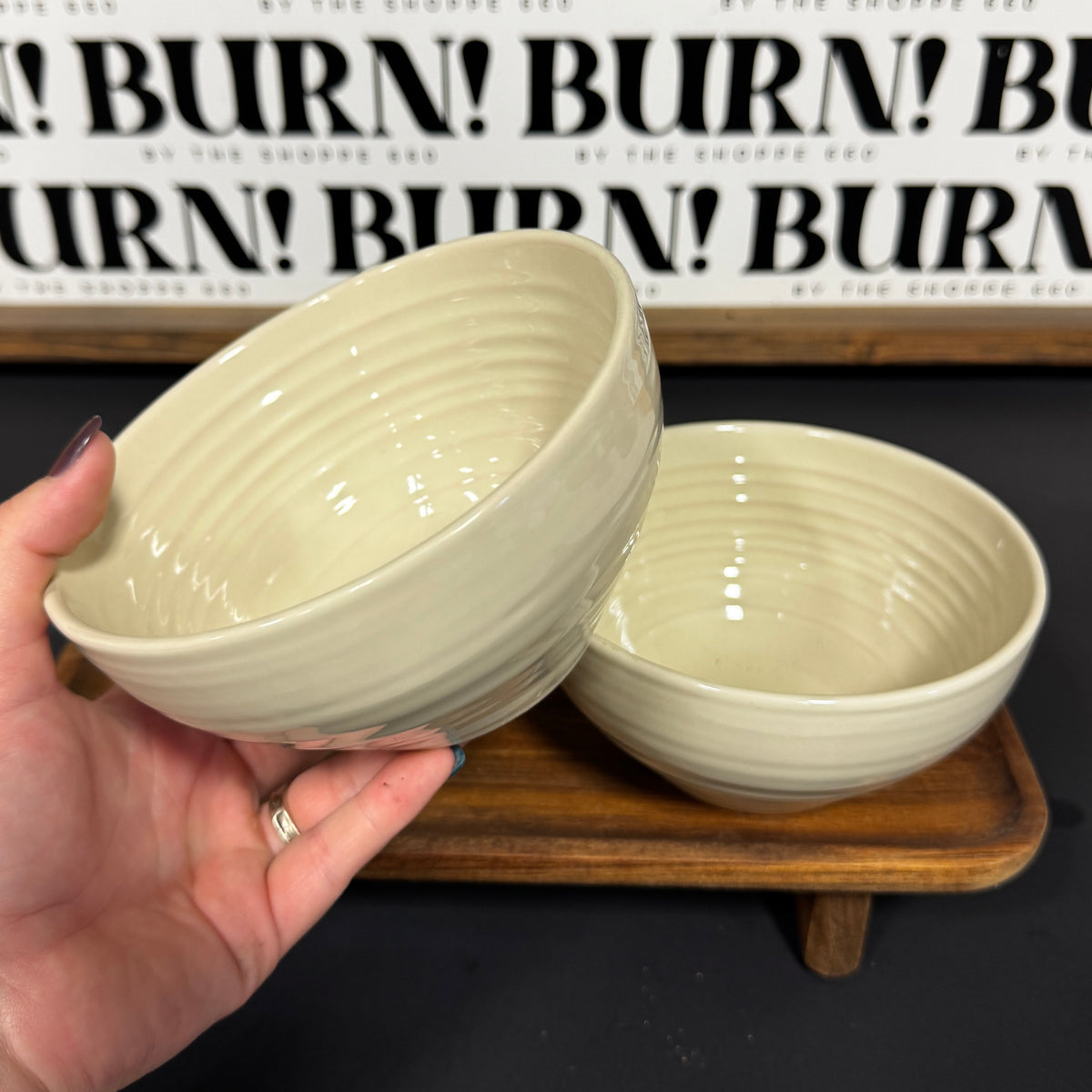 BIG IVORY BOWLS {THRIFTY FLAMES}