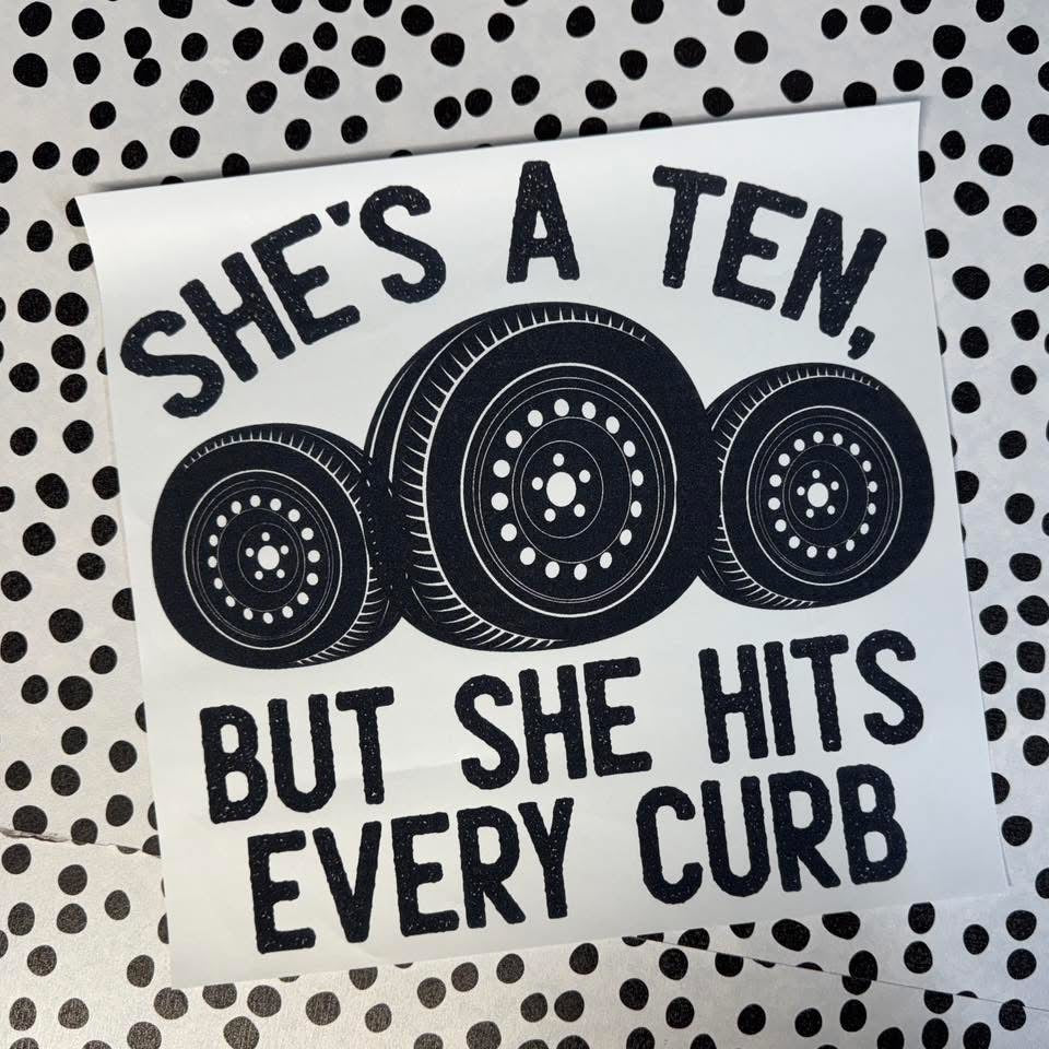 SHE’S A TEN BUT SHE HITS EVERY CURB